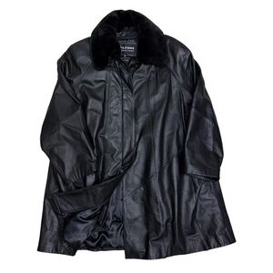 WILSONS LEATHER Faux Fur Genuine Leather Winter Parka Trench Coat Womens 2XL